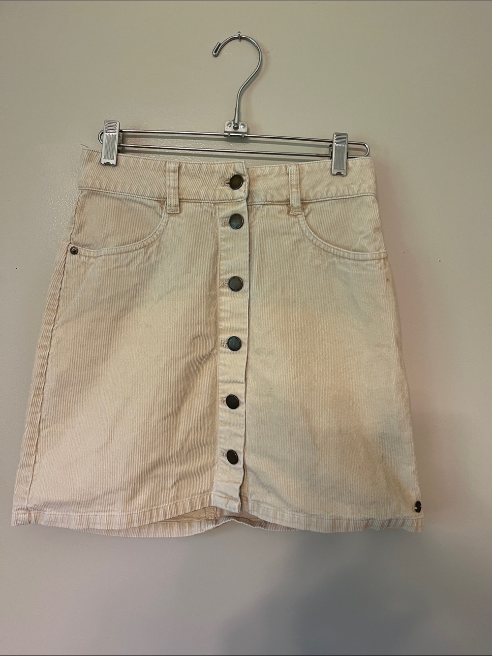 Roxy Button-Front Corduroy Mini Skirt - Cream